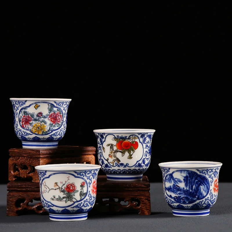 Large Two-Ounce Ceramic Wine Cup Traditional Chinese Style Rice Wine Yellow Wine Small Bowl Handmade Craftsmanship Home Use