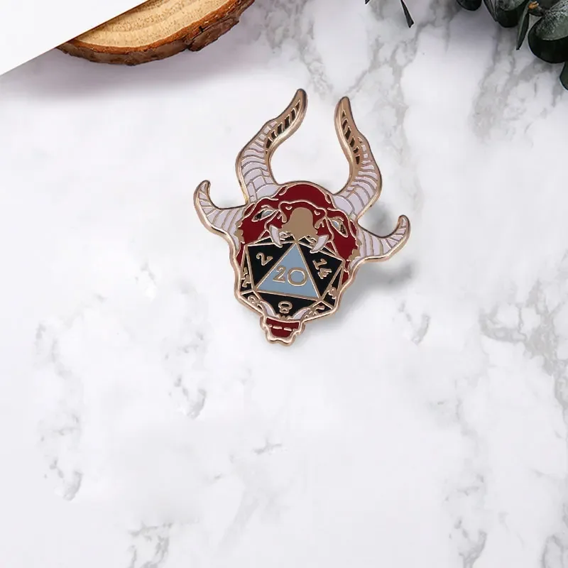 Dunge0ns Dragon D20 Dice Enamel Pin Dnd Game Brooch Charamatth Art Badge Jewelry Gift