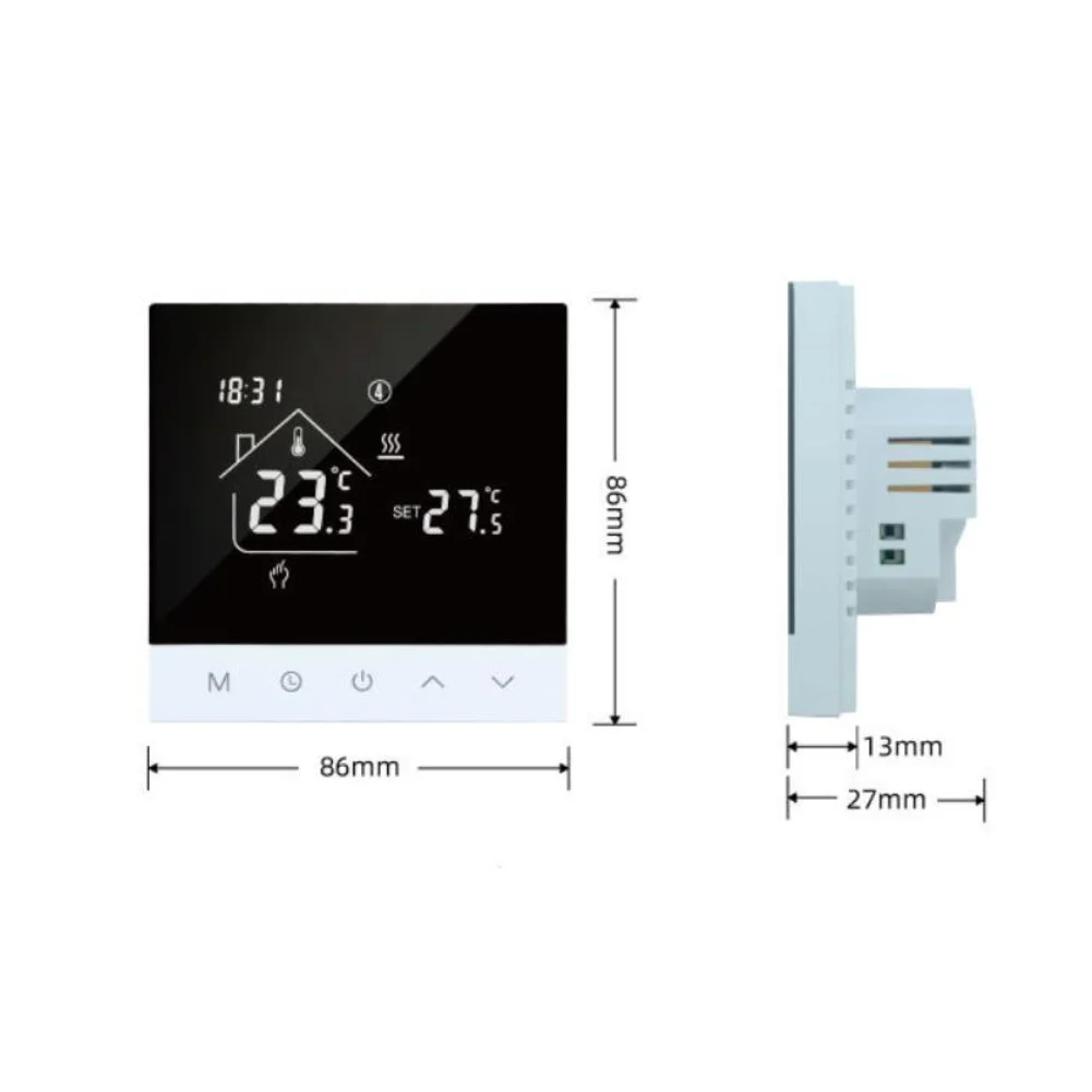 Voice Activated Smart Thermostat Home Heating 86*86*27MM Customizable Schedules LCD Touchscreen For Electric Heating