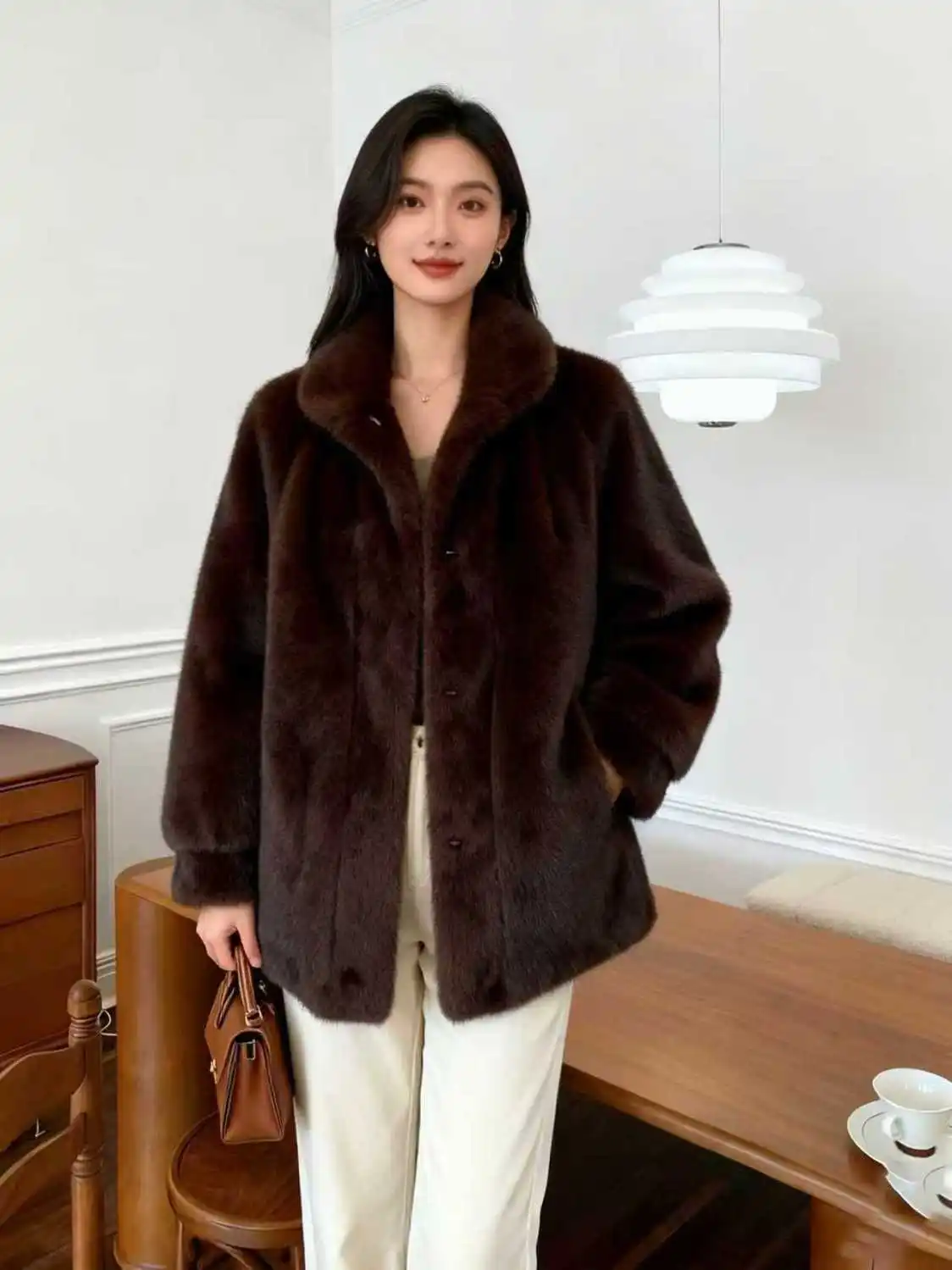 Manteaux en fausse fourrure de vison pour femmes, laine chaude, formel, Business, classique, sur mesure, mode de bureau, élégant, de haute qualité, automne