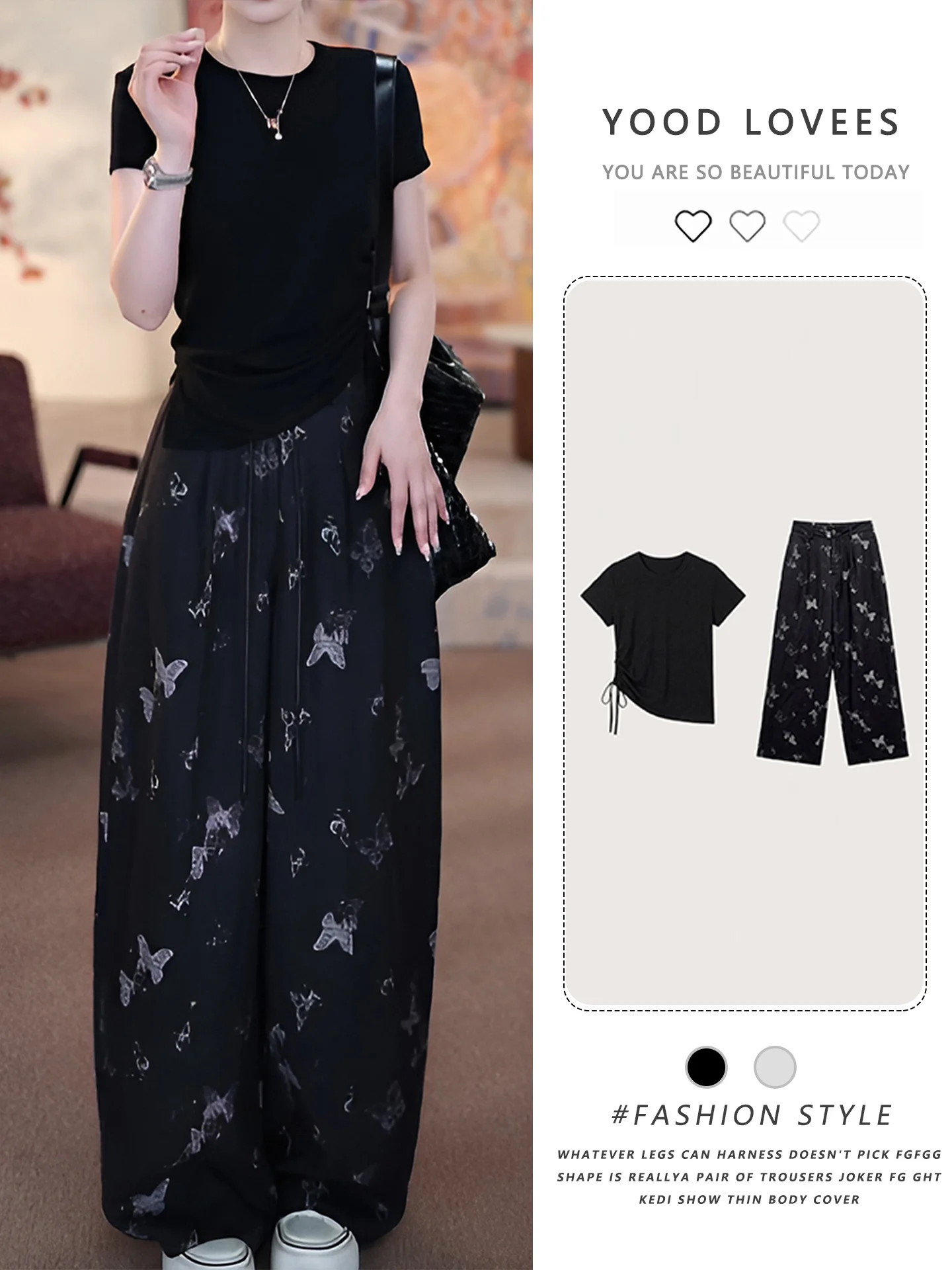 Stunning Unique Two-Piece Set Women's Summer 2026 Fashion Short Sleeve Knife Pants Beautiful Age-Defying Ensemble