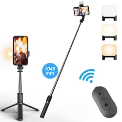 Selfie Stick with LED Selfie light & Remote, Portable 1045mm Aluminum Alloy Selfie Stick Phone Tripod for iOS Android Cell Phone