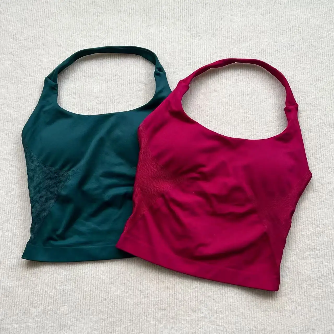 Neck Halter Shockproof Sport Longline Strappy Top Halterneck Vest Medium Support Yoga Gym Workout Seamless Fitness Sport Bra