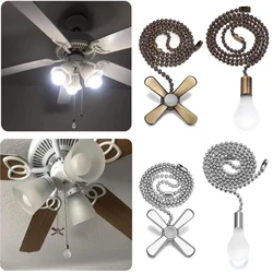 2pcs Ceiling Fan Pull Chain Beaded Ball Extension Chains With Light Bulb Fan Pulls Set With Connector Ceiling Light Fixtures