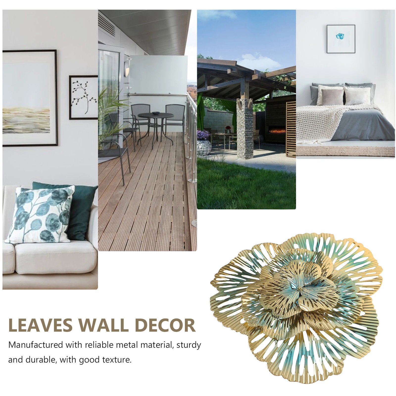 

Nordic Luxury Metal Wall Art Elegant Metal Wall Decor for Home Living Room 3D Flower Leaf Design Sturdy Durability