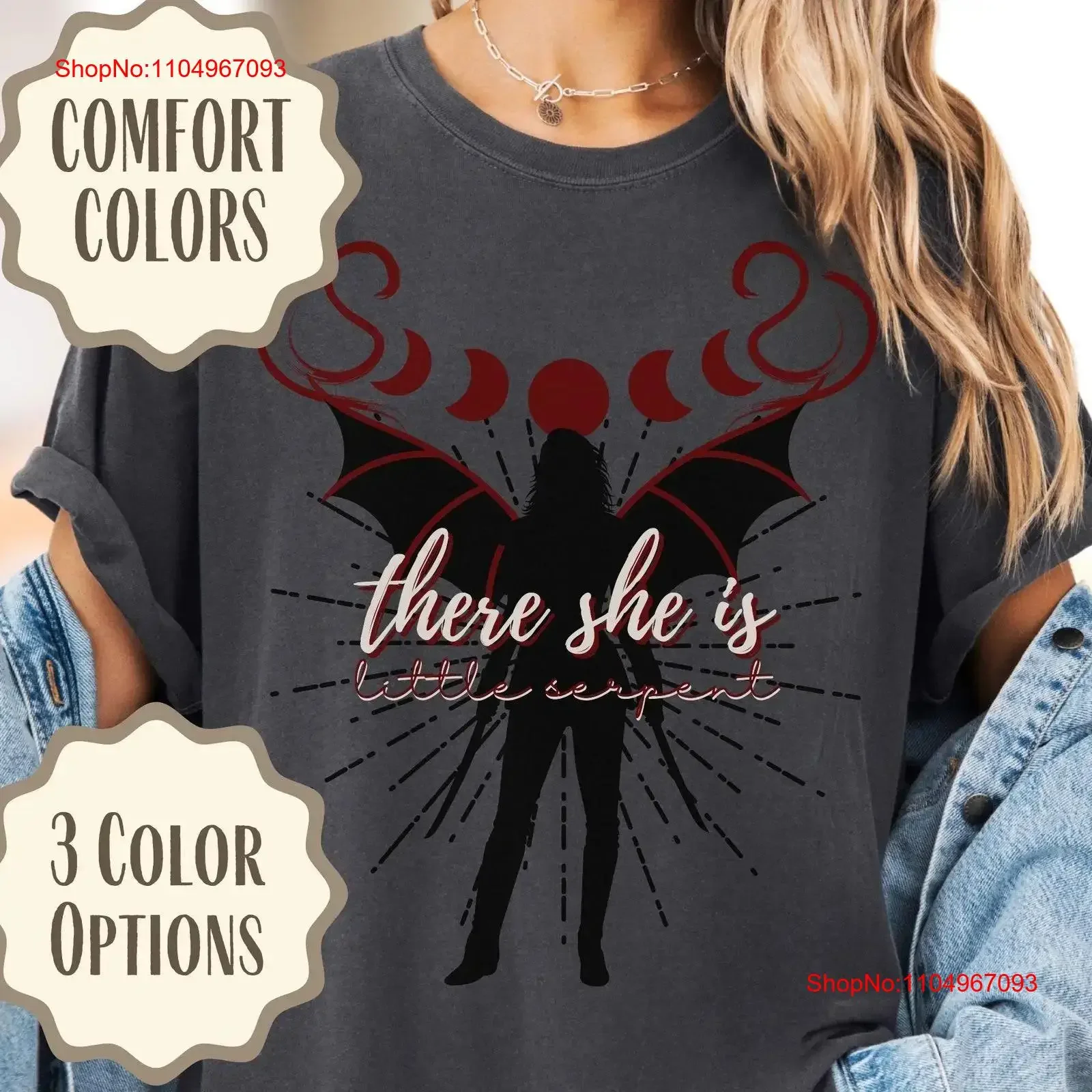 

The Serpent and Wings of NighT T Shirt Crowns Nyaxia Oraya Nightborn Hiaj Heir There She Is Bookish Reader vintage Washed