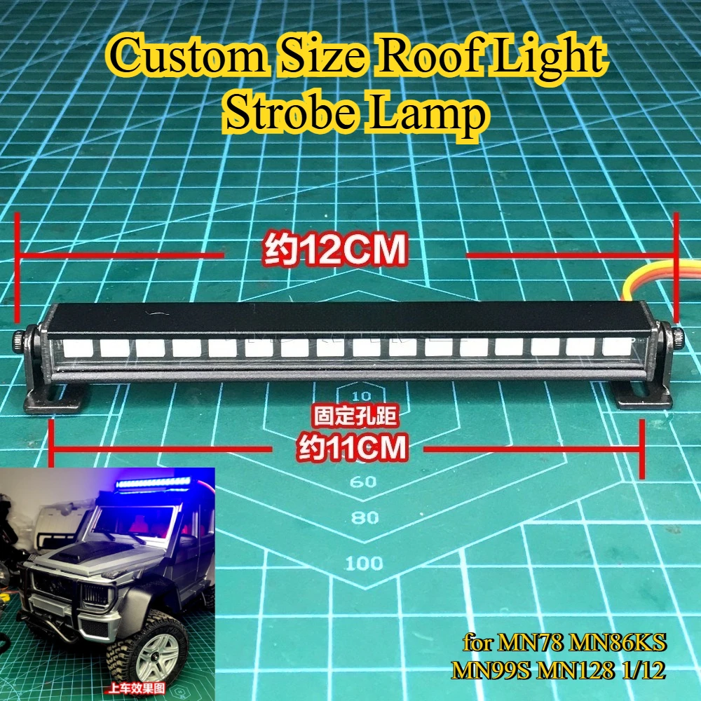 Custom Size Roof Light Strobe Lamp Upgrade Parts for MN78 MN86KS MN99S MN128 1/12 Scale RC Crawler Searchlight Mod Accessories