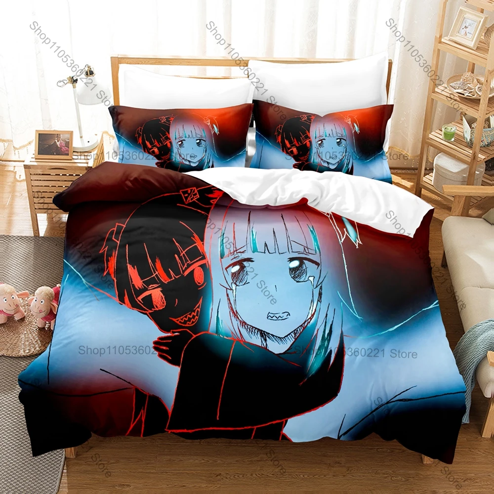 Cool Aesthetic Reflect Mirror Art Gawr Gura Cute Shark Vtuber Anime Collage Bedding Duvet Cover + 2 Pillowcases Girls Bedroom