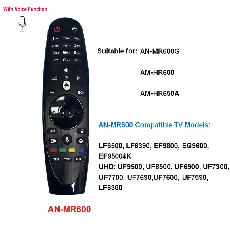 AN-MR600 AN-MR650A AN-MR18BA AN-MR19BA MR20GA Voice TV Remote Control for LED OLED UHD Smart TV 43UJ6500 43UK6300 UN8500 UM7600