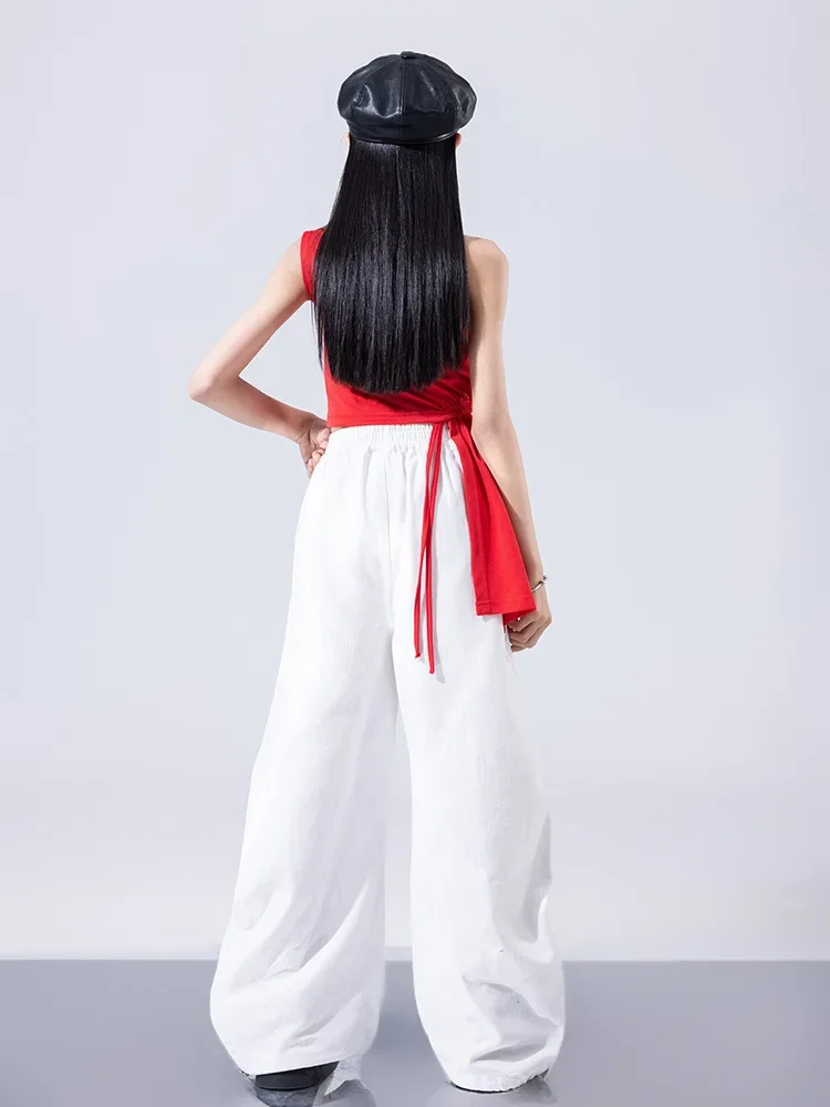 Hip Hop Girls Clothes Kpop Jazz Dance Stage Costumes Black Tank Top Baggy Pants Catwalk Show Outfit Cool Street Dance Wear