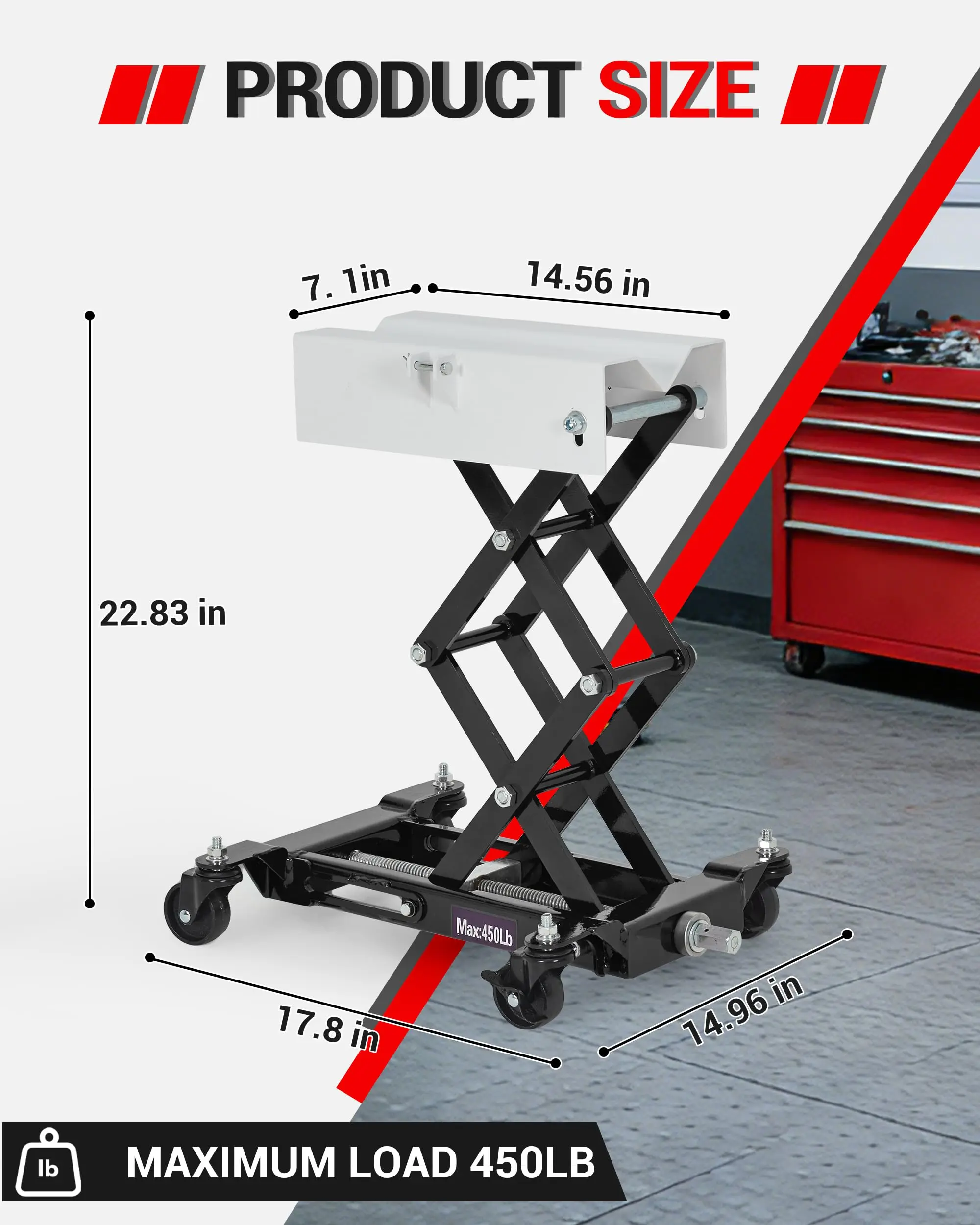 450LBS Low Profile Transmission Jack, Auto Repair Lifting Jack, Red