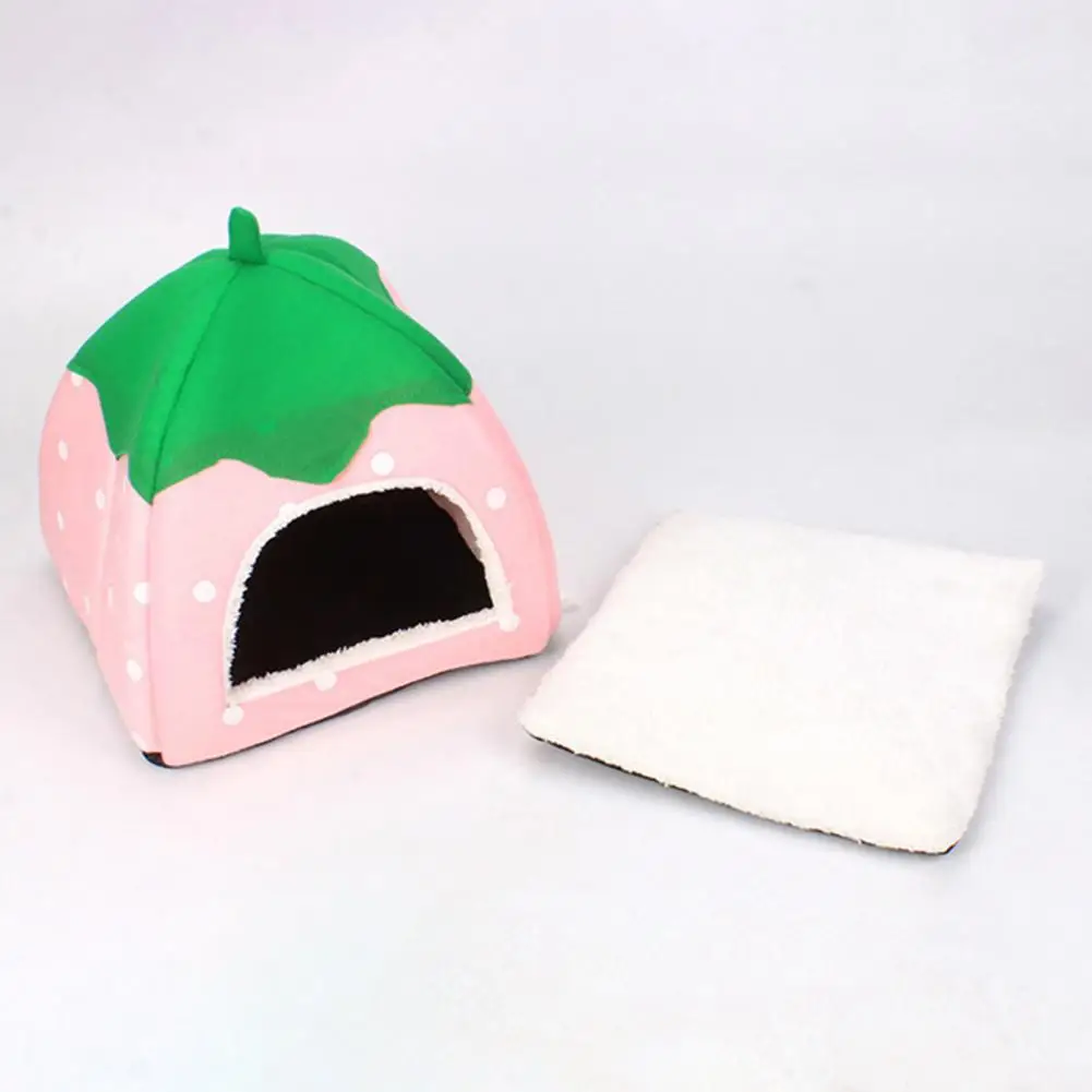 Strawberry Hamster House Guinea Pig Hideout Small Animal Bed Rabbit Chinchilla Hedgehog Ferret Winter Hideaway Hide Hut Cage