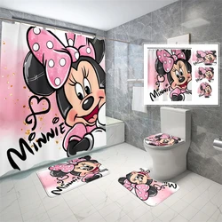 Mickey and Minnie Shower Curtain Waterproof Carpet Toilet Seat Pad Protective Floor Bathroom Bathtub Supplies Cartoon Pattern