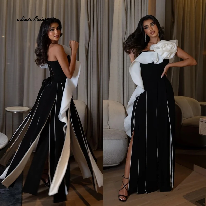 

One Shoulder Evening Dress Ruffles Flower Floor Length Jersey Formal Occasion Saudi Arabia Wedding Party Dress Evening Gown 2026