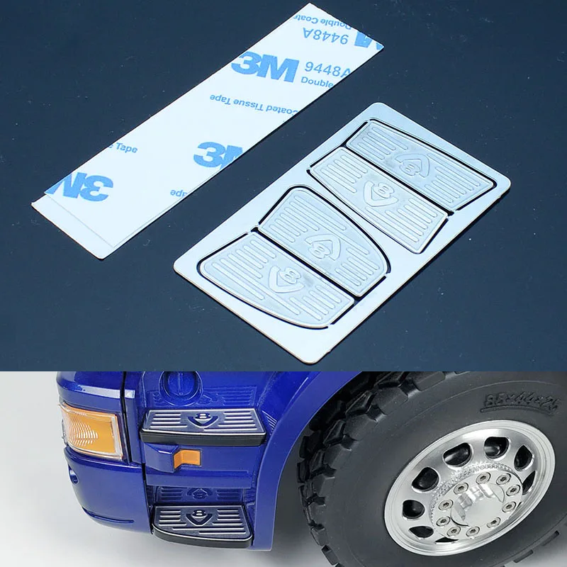 RC Truck Metal Pedais Decore Etiqueta, Skid Plate para 1:14 Tamiya SCANIA R620 R470 R730, Acessórios de atualização do carro