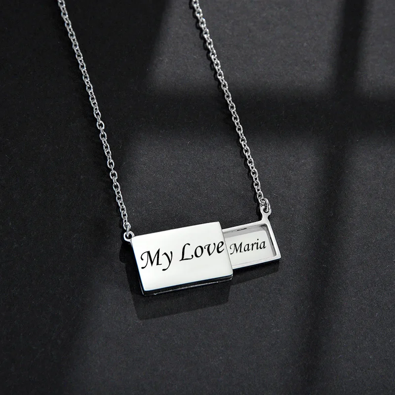 Nextvance Engraved Creative Pull-out Lettering Envelope Necklace Stainless Steel Clavicle Chain Custom For Women Couple Gifts