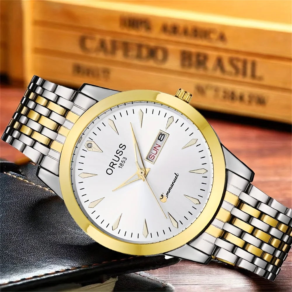 2024 new fashion men\'s watch everything match personality gentleman leisure business students commute handsome simple double cal