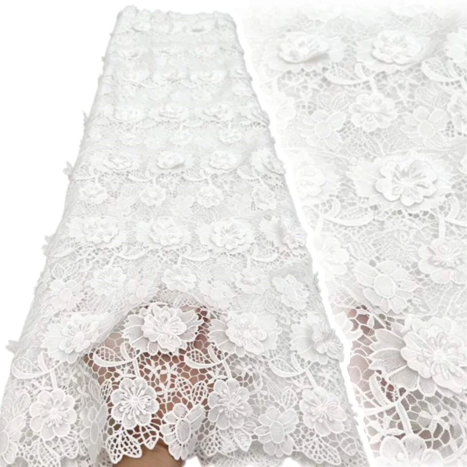 Vestido de Sirena Formal para Boda, con Encaje Guipur Bordado en 3D, Tela Africana con Cordón, Agradable al Tacto, Estilo Medio Oriente, Modelo 3125