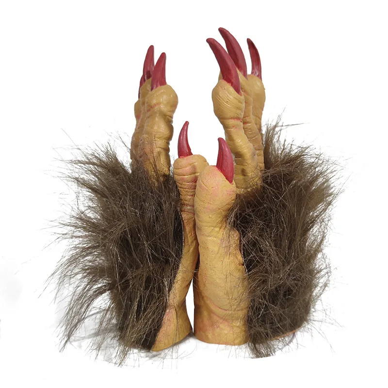 Halloween Wolf Gloves Werewolf Cosplay Costume Halloween Fingernails Adult Monster Hands Paws Claw Party Easter Cosplay Props