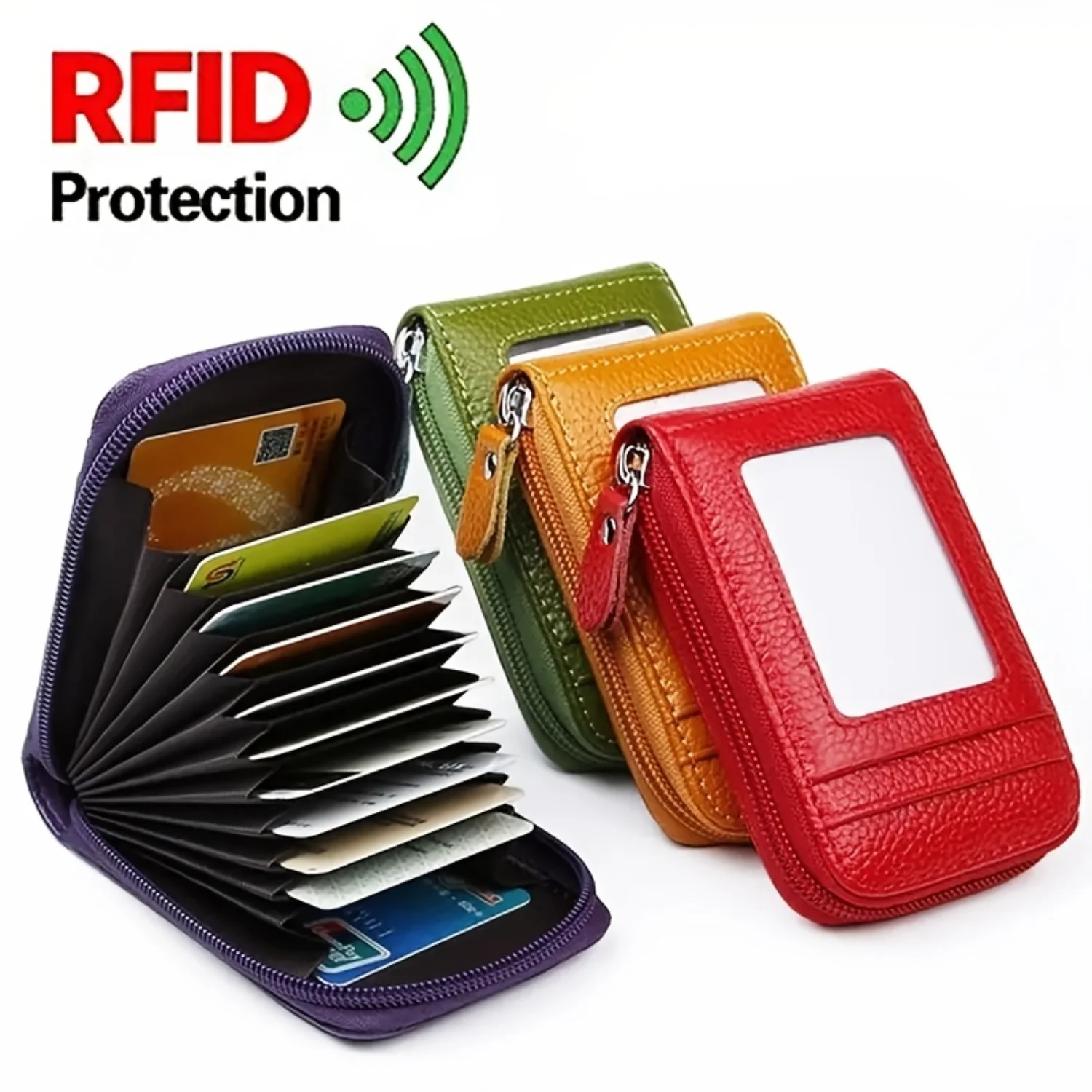 

Безопасный и стильный женский кошелек на молнии с блокировкой RFID и компактным элегантным держателем для карт-клатчем из искусственной кожи, 12 слотов для карт для Classic De