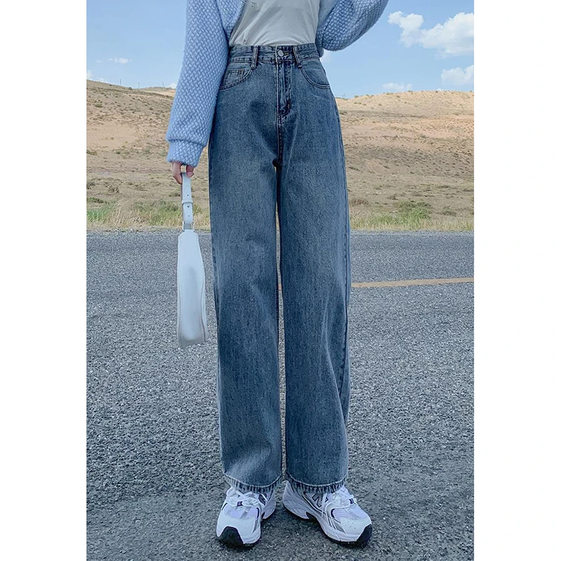 

Y2K Embroidery Jeans Women Vintage Grunge Baggy Washed Denim Pants American Retro Streetwear High Waist Straight Trousers New