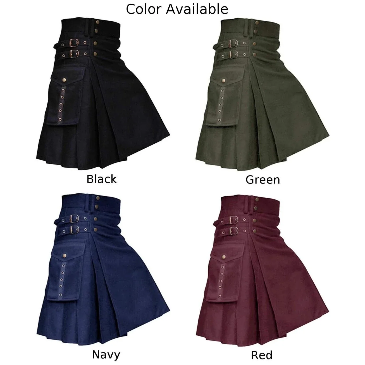 Men's Skirt Spring And Autumn Scottish Festival Male Kilt Traditional Highland Dress Medieval Skirt Solid Color Lingerie Cool