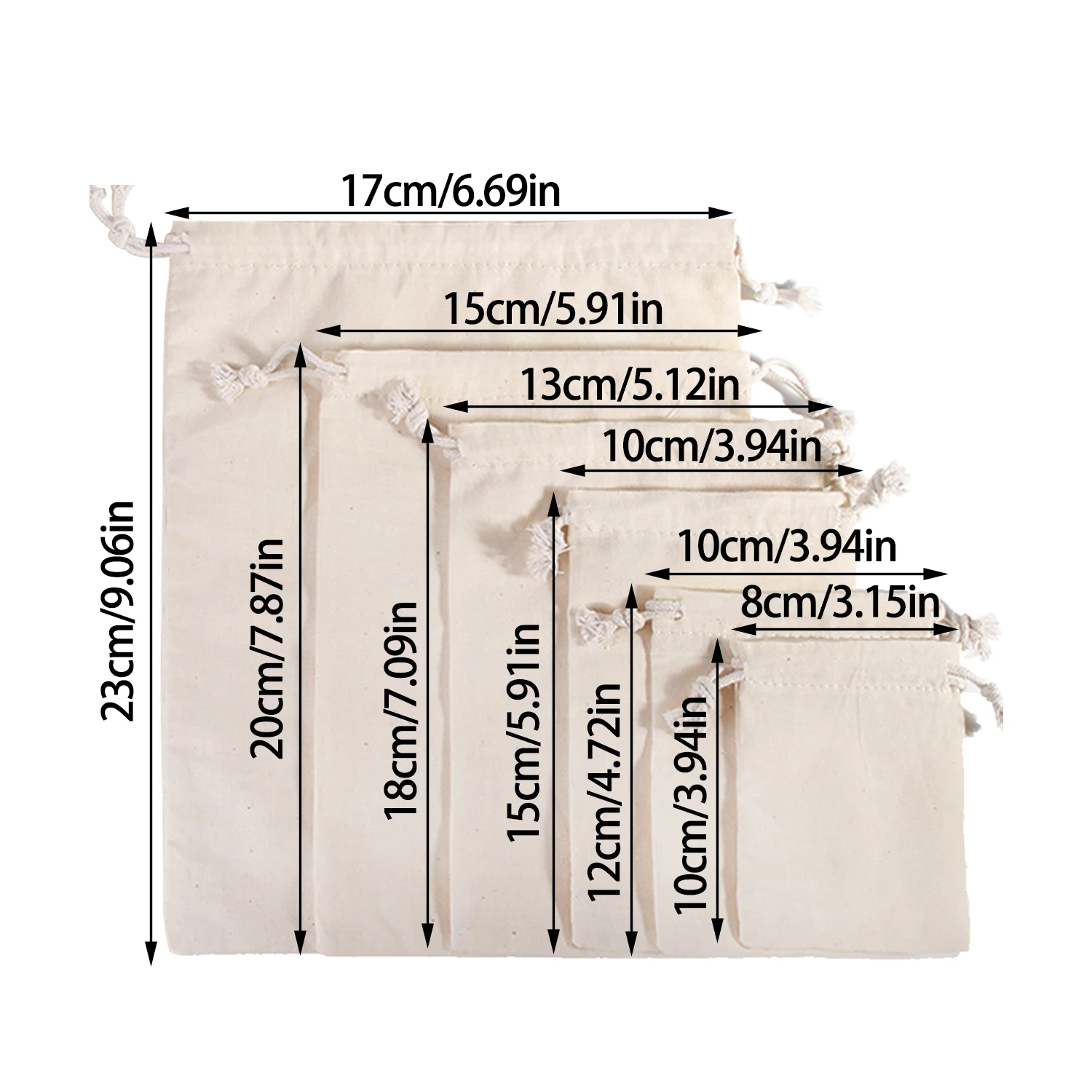 1 Pc Cotton Drawstring Storage Bag Canvas Bags For Scattered Items Package Pouch Reusable Sundries Organize Dustproof Sacks