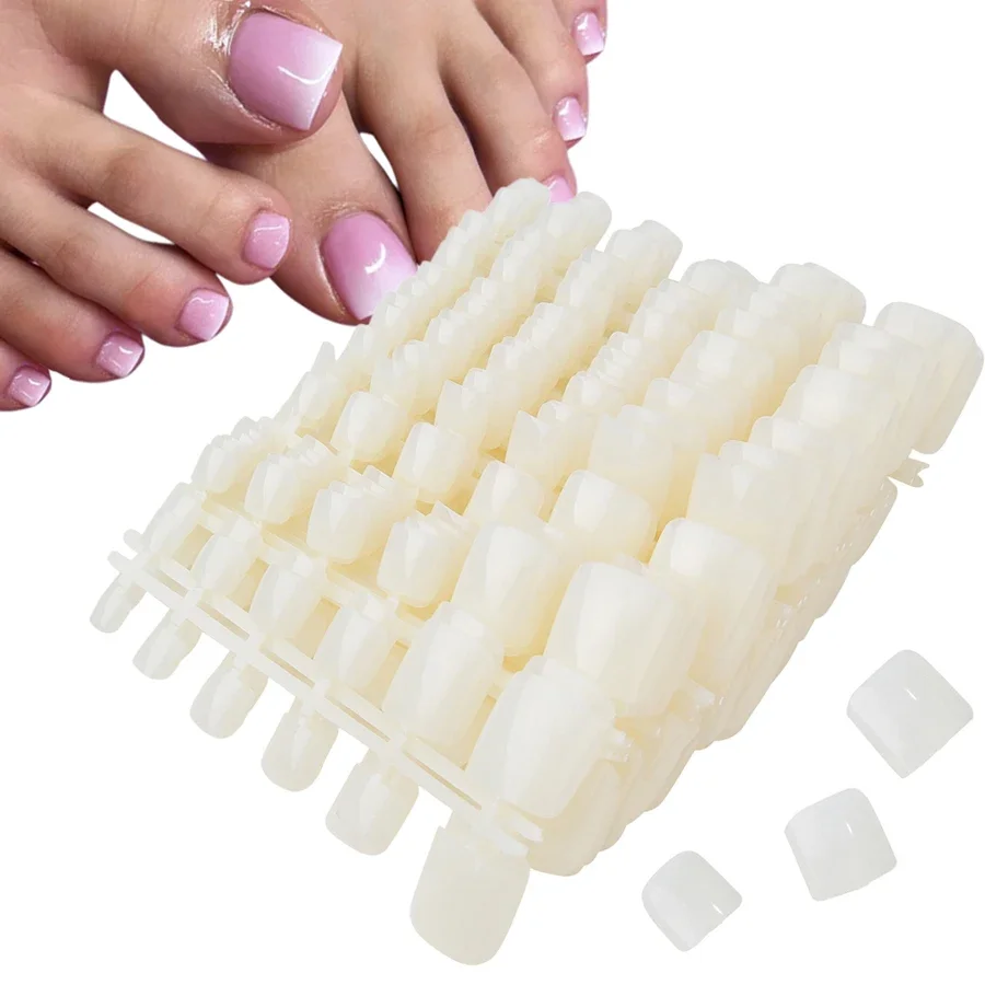 600 puntas de uñas de color natural, cobertura completa de uñas postizas superiores fáciles de aplicar para pedicura en el hogar y el salón