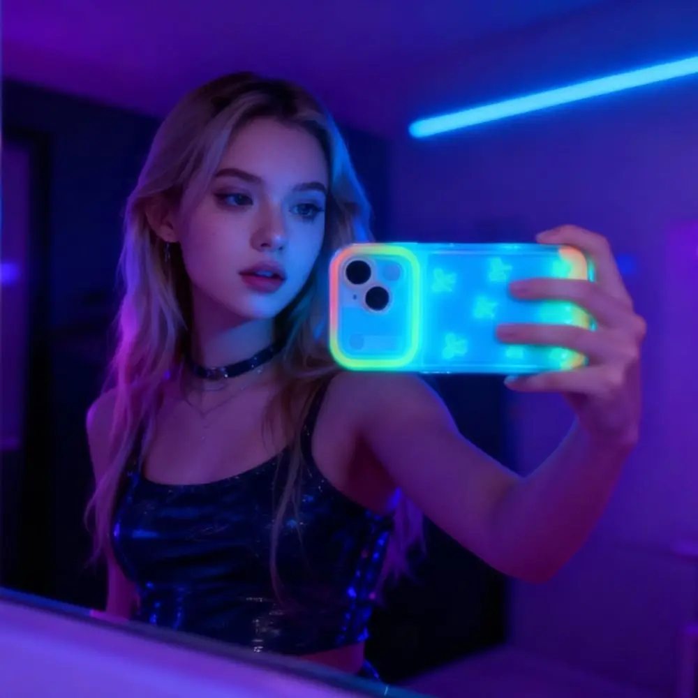 TPU Phone Case LED Bowknot Transparent Phone Protective Cover Voice Control Shockproof for iPhone17Pro/17 Pro Max