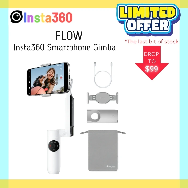 Insta360 FLOW Handheld Gimbal Stabilizer AI Tracking 3-Axis Portable For Android Iphone Smart Phone Original Vlog Accessory