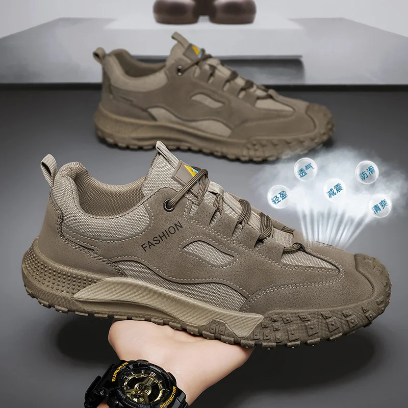

2025 Summer Breathable Hollow Out Mesh Breathable Men Hiking Shoes Outdoor Men Sneakers Climbing Shoes Men Sport Non-Slip Shoes