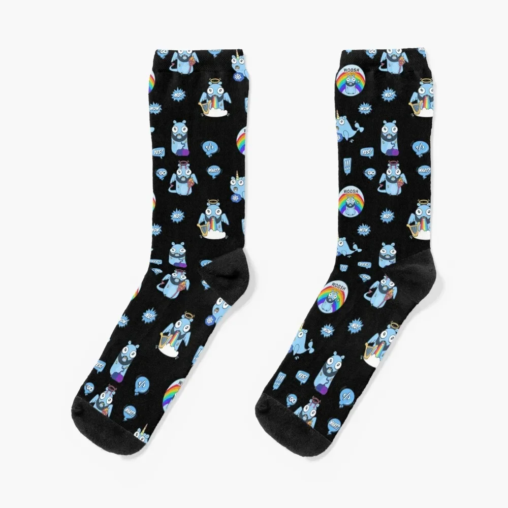 

Golang gopher ghost and kubernetes set Socks Christmas floral Lots funny gift Socks For Man Women's