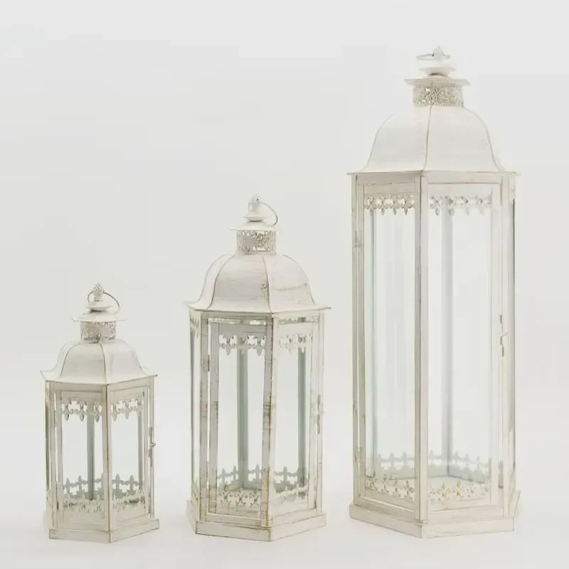 High Quality Big Hexagonal Metal Lantern for Garden Spring Decorative Outdoor Lighting Popular Hot Sale