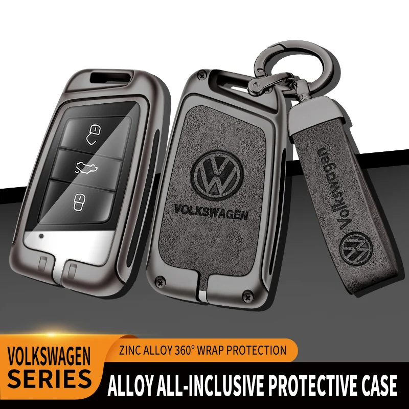 Car TPU Zinc Alloy Key Case Bag Car Key Chain Metal Key Shell For Volkswagen VW Passat B6 B7 B8 Magotan Arteon GTE Golf Tiguan 2