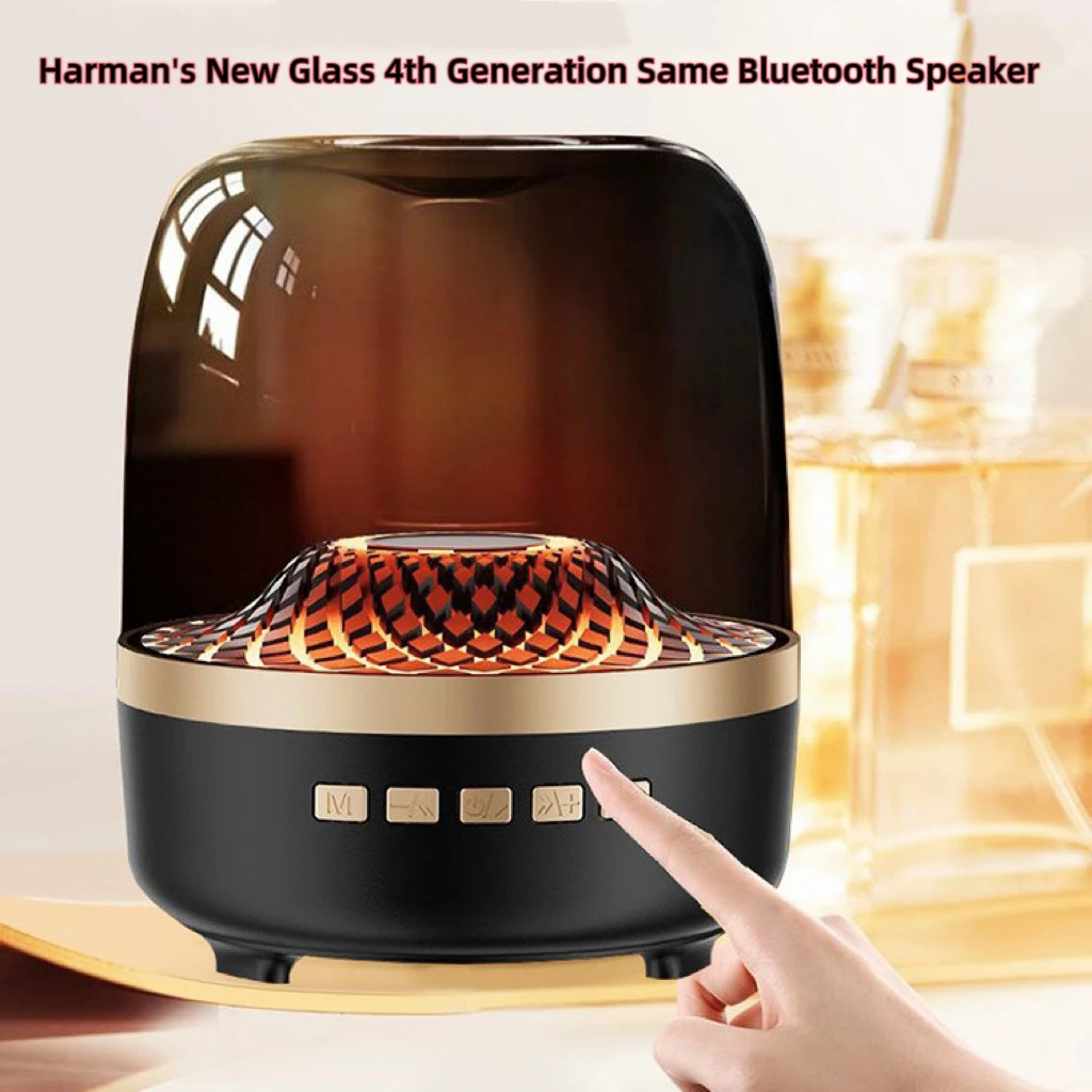 مكبر صوت بلوتوث صغير 4 زجاجي جديد مع 360 درجة ° مضخم صوت محمول بصوت محيطي وإضاءة للتنفس لحفلات المكاتب المنزلية #1