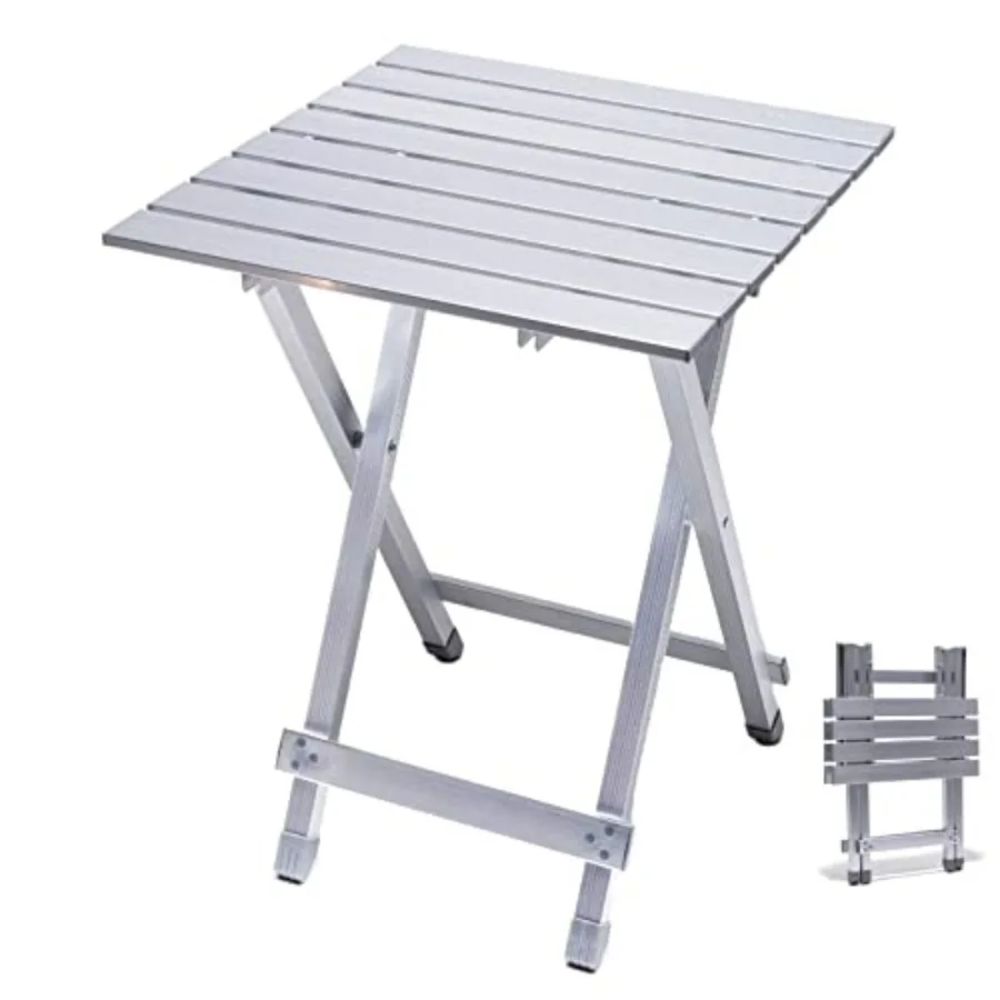 

Folding Camping Table - Lightweight Aluminum, Black, Portable Picnic Table for Cooking, Beach, Hiking, Travel, Fishing, BBQ, In