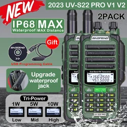 2PACK Baofeng UV-S22 PRO IP68 Waterproof Walkie Talkie Dual Band High Power CB Radio Vhf Uhf CB Ham Radio Long Upgrade UV-9R Pro