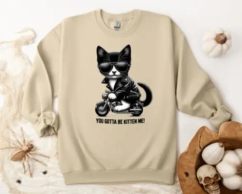 Polarshe Crazy Cat, moto e gatto, carino, amante degli animali, Cool, gatto nero/felpa