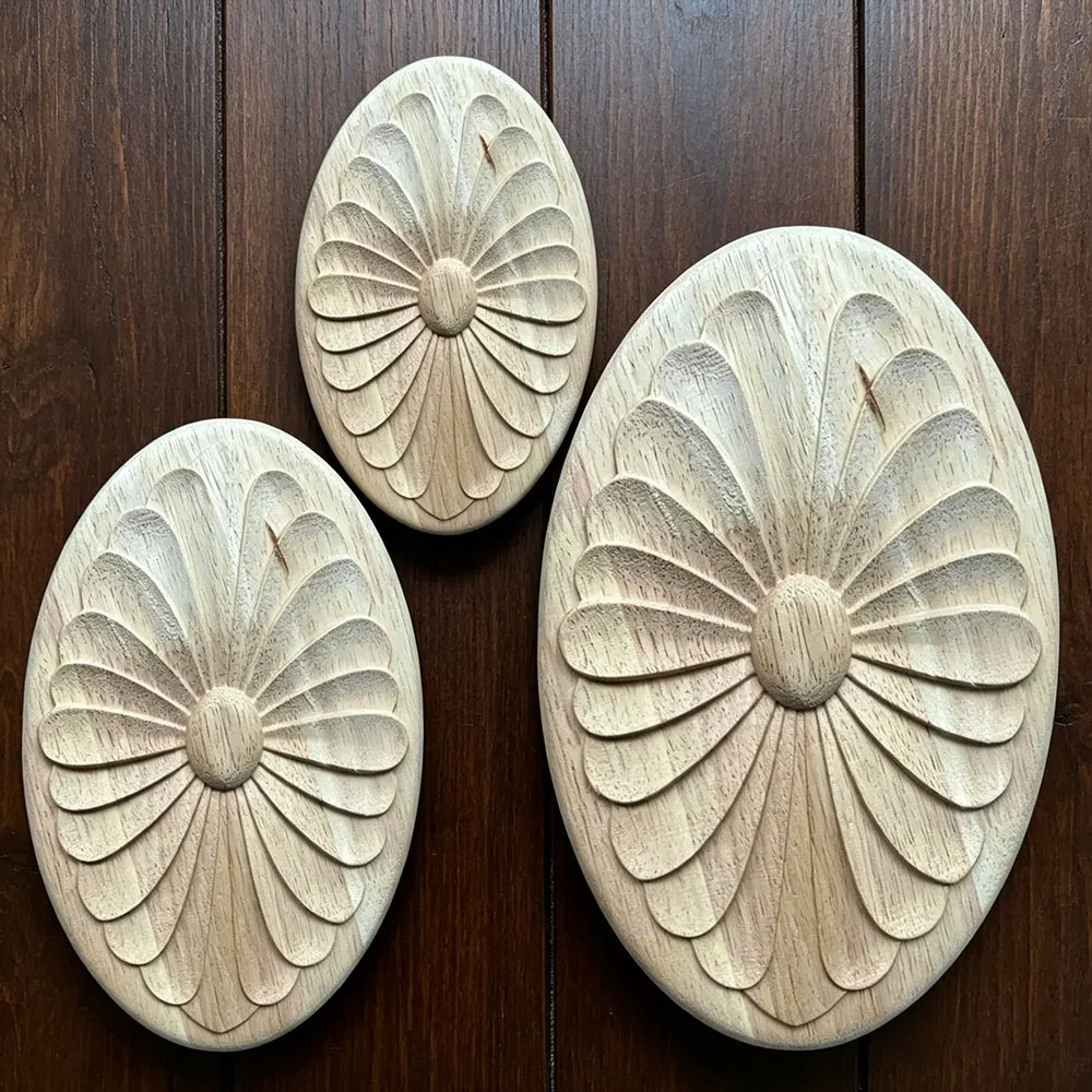 

2PCS Wooden Appliques Carving Frame for Furniture Cabinet Door Bed Nautical Home Decor Wooden Figurine Furniture Accessories