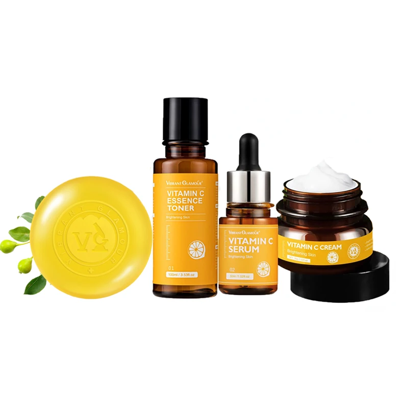 

VIBRANT GLAMOUR Vitamin C Toner+Face Cream+Facial Essence+Facial Soap 4PCS