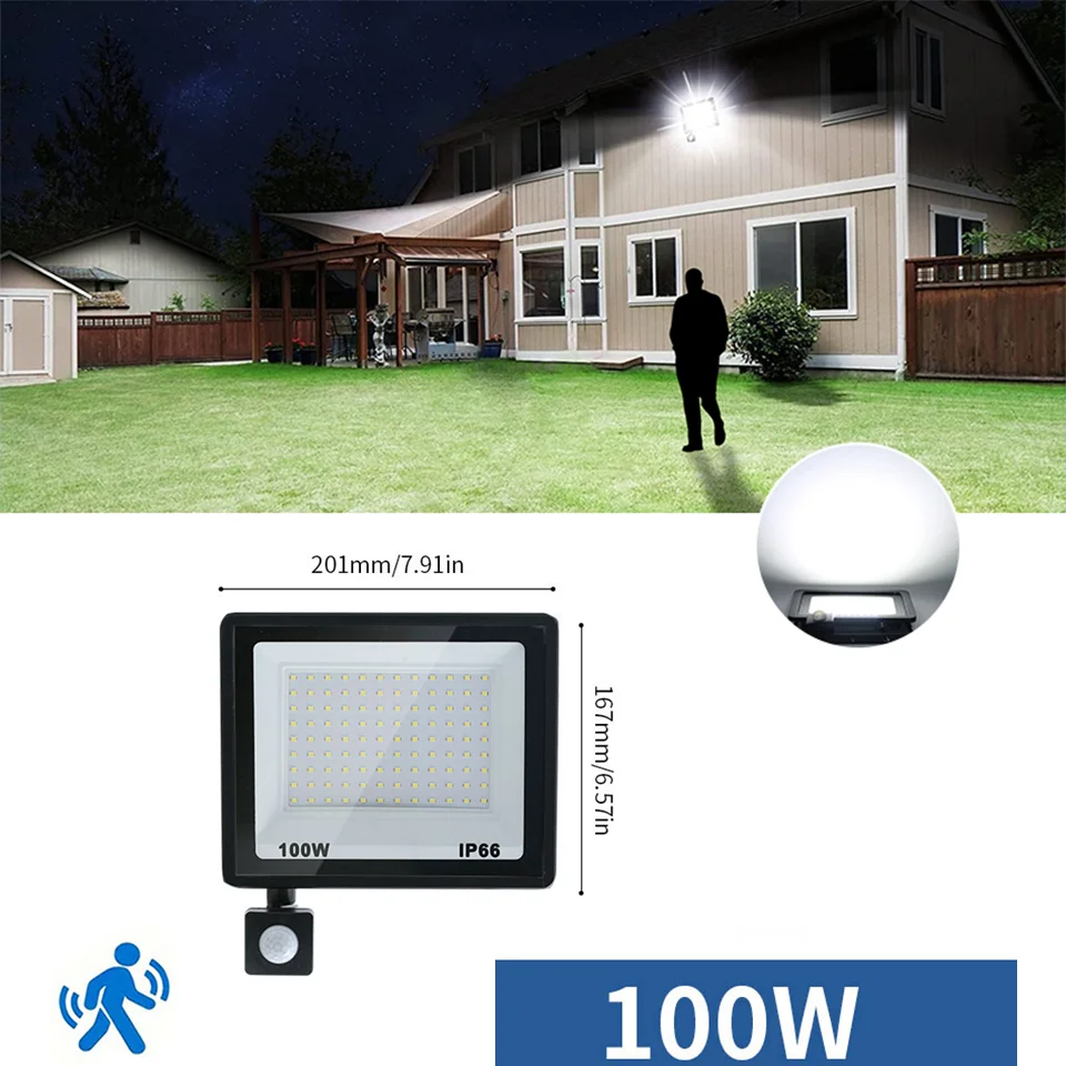 NONE LED Flutlicht Bewegungs sensor ac220v ac110v 10w-300w wasserdichter Außen projektor Außen scheinwerfer Außen lampe Wand reflektor 5