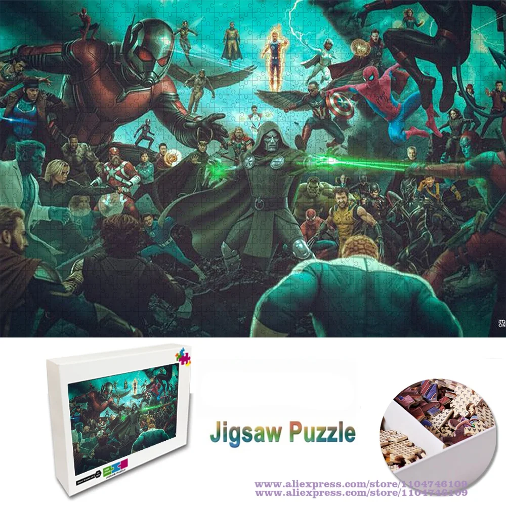 

Пазлы с персонажами Marvel 108/200/300/500/1000/1500 элементов, развивающие головоломки для детей, забавные DIY-пазлы для украшения дома