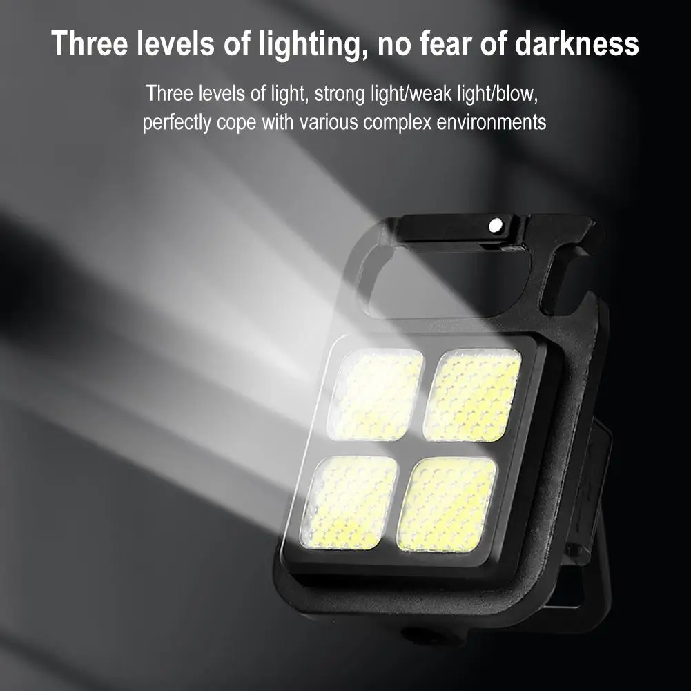 Outdoor Strong Light Multifunctional Portable Light Mini Flashlight Keychain Light Rechargeable Strong Magnetic Suction Function