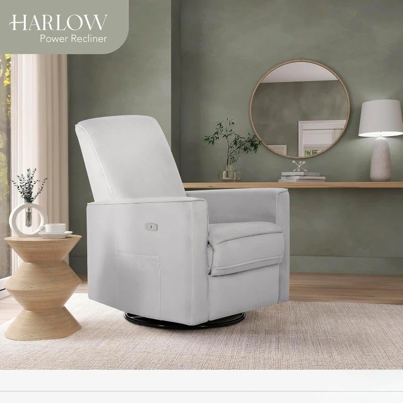 Harlow Deluxe Upholstered Plush Seating Glide Rocker, Swivel, USB Port, Greenguard Gold Certified, Glider Chair home.