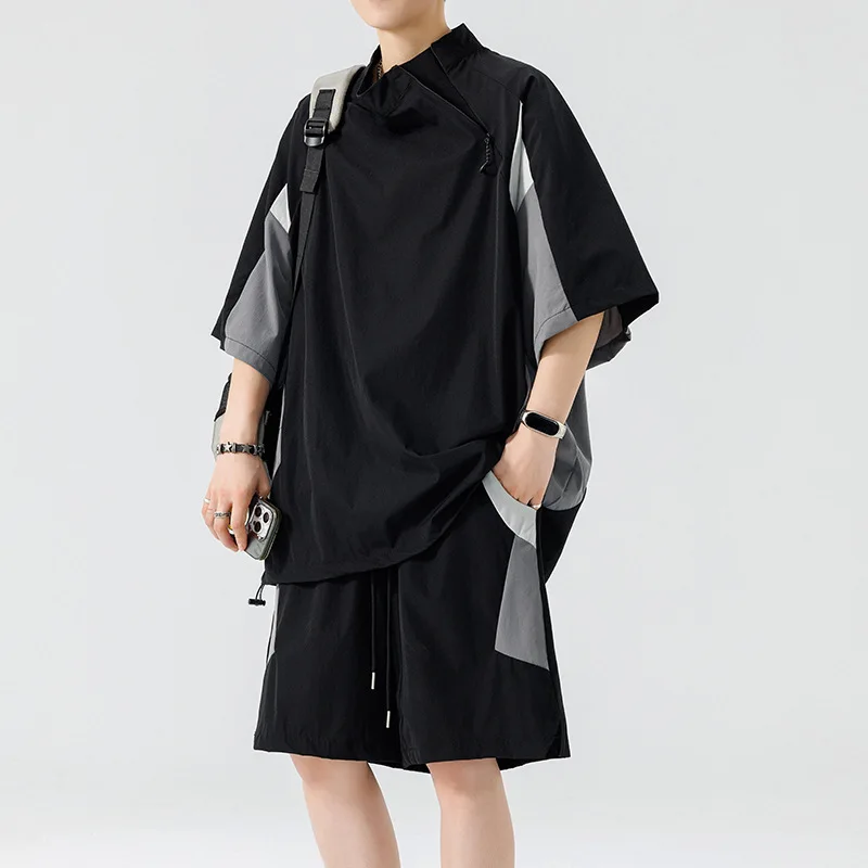 Suit Men's Summer Thin Quick-Drying Short Sleeve T-Shirt Shorts Loose Casual Color Matching Sports Two-piece Pack