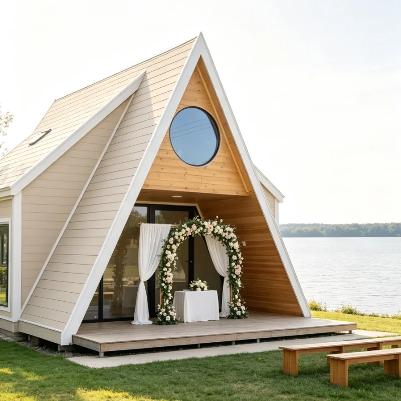 Customized Triangular Prefab House Modern Steel Unit With Sandwich Panel For Office Studio Or Guest Room