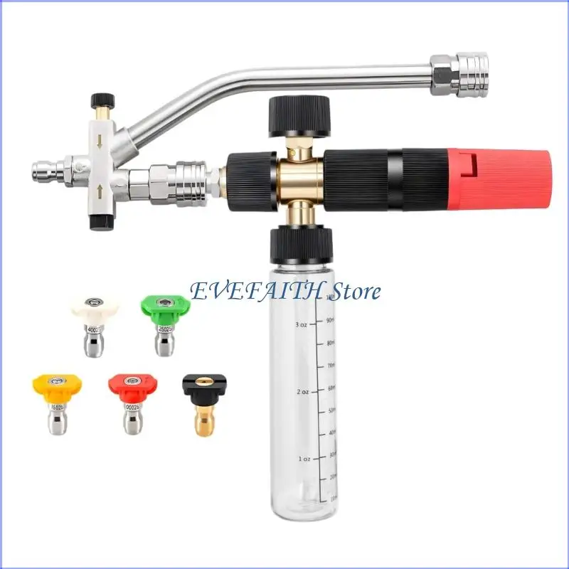 

124B Double Port Foam Cannons High Pressure Washer Sprayer 5 Nozzle With Adjustable Flows