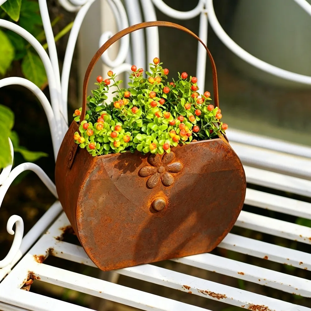 

Antique Handbag, Wall Mounted Flower Box, Small Courtyard Decor Warm Healing Atmosphere, Full of Spring and Summer Atmosphere