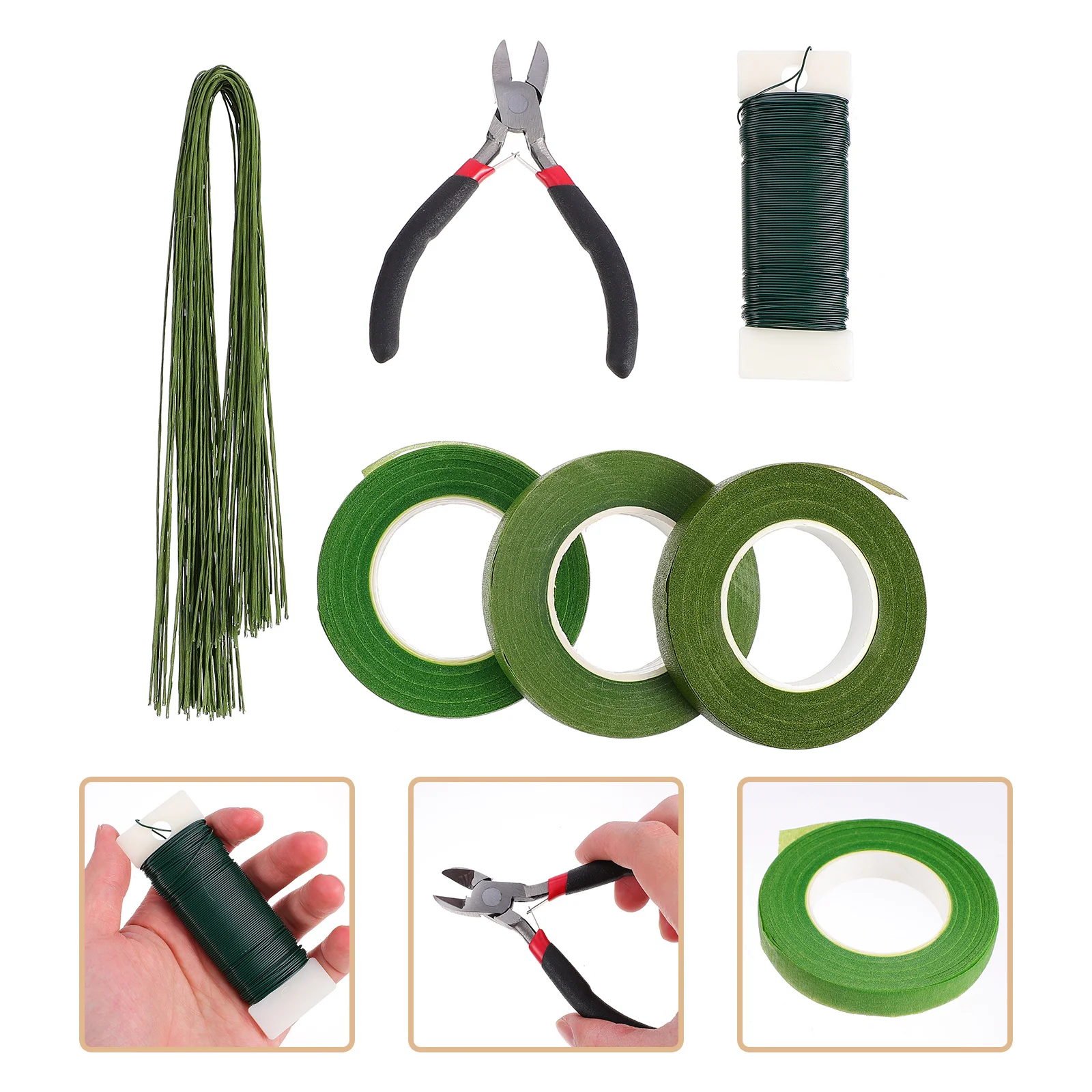 1Set Bloemstuk Kit Bloemen Draad Tapes Flexibele Bloem Stem Draad Cutter voor Bruidsboeket DIY Bloemstuk Kit