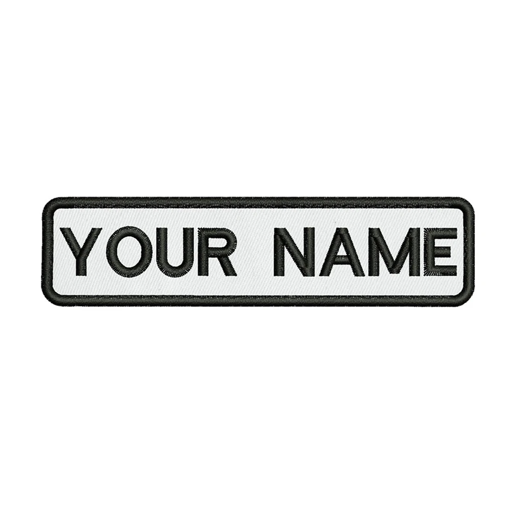 White Backgroun 10X2.5cm Embroidery Custom Name Text Patch Stripes Badge Iron On Or  Patches